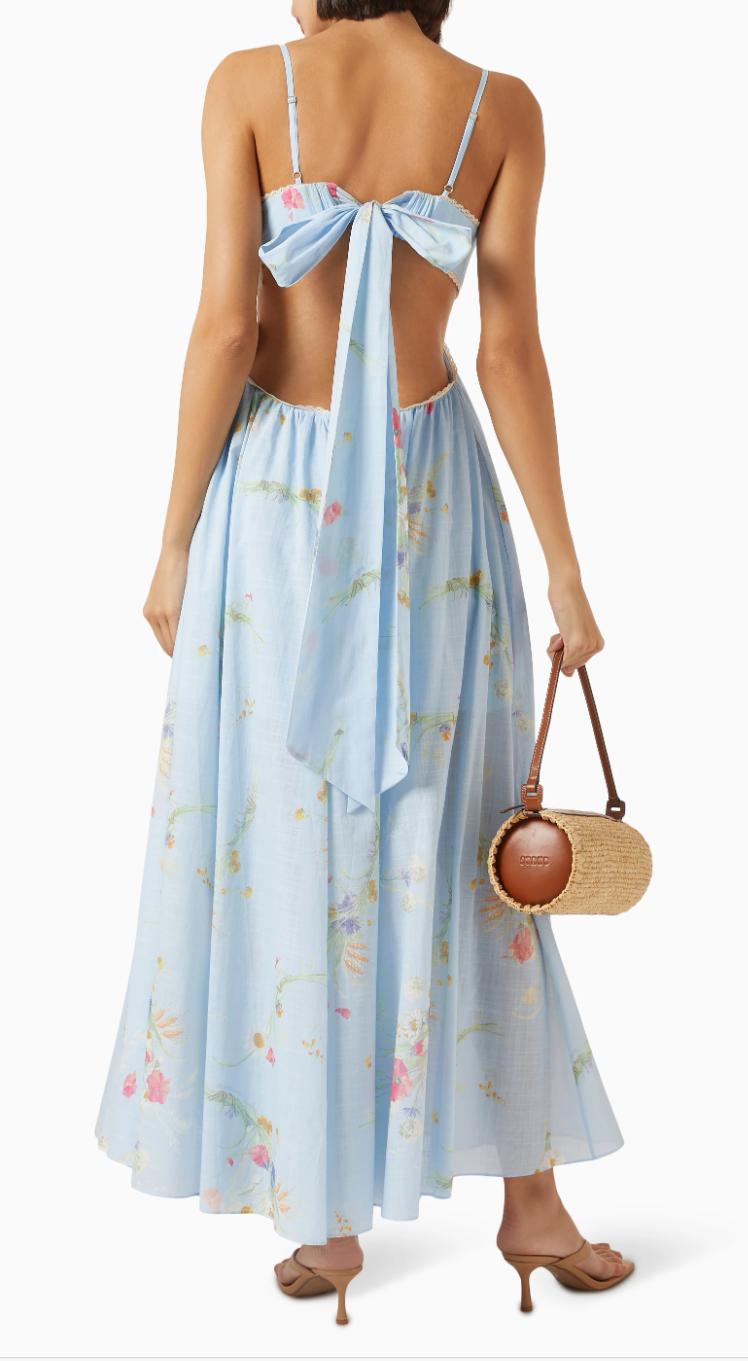 lucky picnic maxi dress Lucky Picnic floral cotton maxi dress in blue - Zimmermann